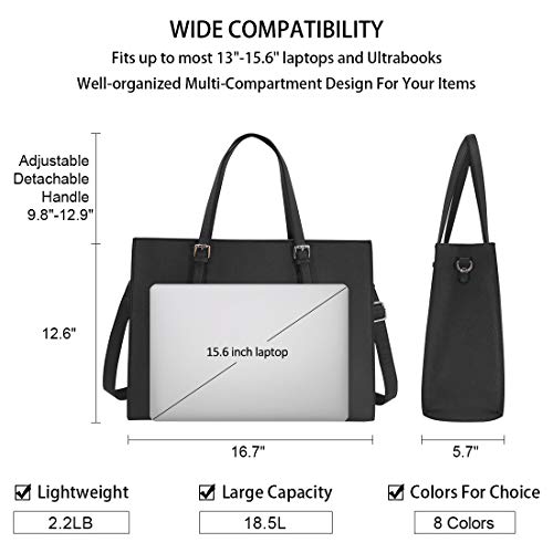 Laptop Bag for Women Waterproof Lightweight Leather 15.6 Inch Computer Tote Bag Business Office Briefcase Large Capacity Handbag Shoulder Bag Professional Office Work Bag Black Laptop Bag for Women Waterproof Lightweight Leather 15.6 Inch Computer Tote Bag Business Office Briefcase Large Capacity Handbag Shoulder Bag Professional Office Work Bag Black